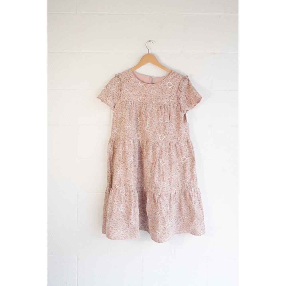 Hippington Mumford Dress Women Large Pink Floral Lace‎ Babydoll Short Sleeve
